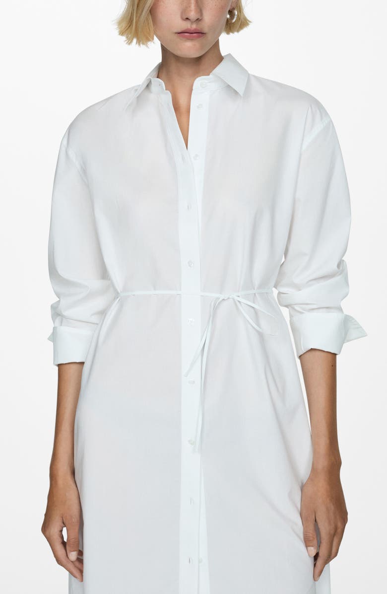 MANGO Tie Waist Long Sleeve Shirtdress, Alternate, color, 
