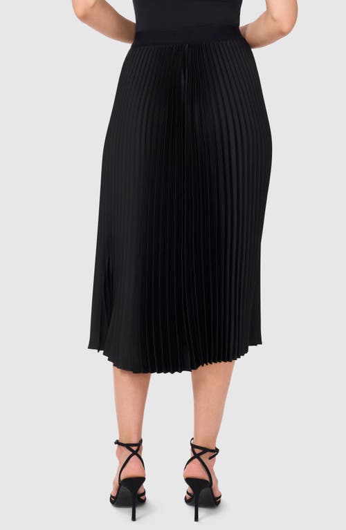 Halogenr Halogen(r) Pleated Slit Hem Midi Skirt In Rich Black