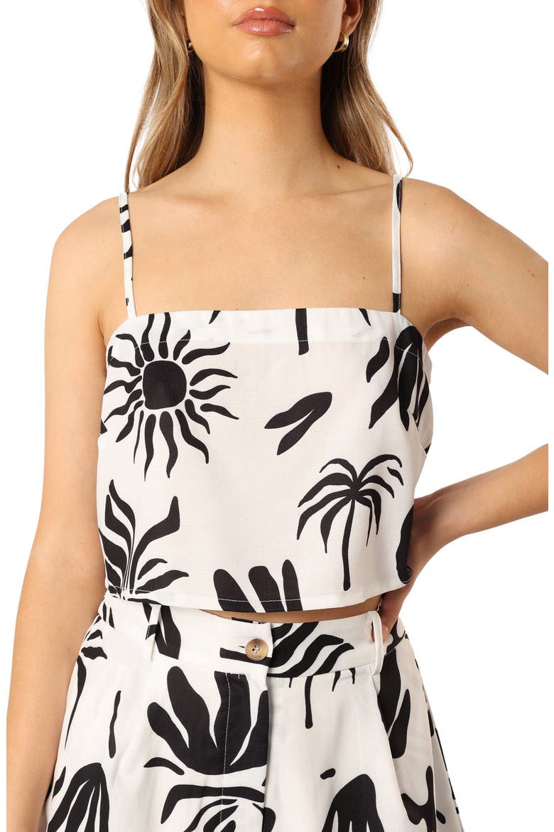 Carey Print Crop Camisole, Alternate, color, WHITE BLACK