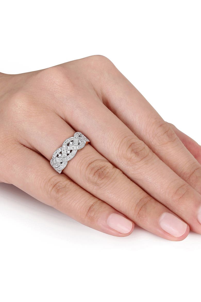 Two-Tone Pavé Diamond Braid Ring, Alternate, color, ROSE