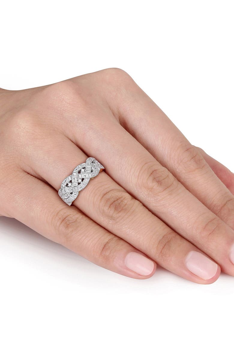 DELMAR Two-Tone Pavé Diamond Braid Ring, Alternate, color, Rose