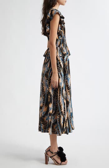 送料込/関税込■Ulla Johnson■Brielle シルク ミディドレス Ulla Johnson Brielle Silk Midi Dress In Botanical Mist