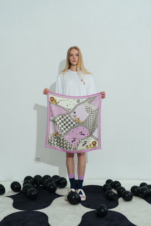 Lost Pattern Nyc "journey" Silk Scarf By Shantall Lacayo In Purple