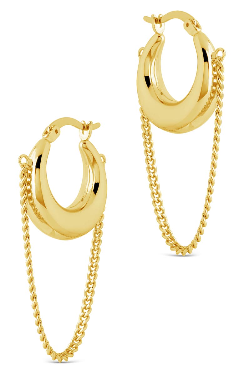 Sterling Forever Mackenzie Chain Drop Hoop Earrings, Alternate, color, Gold