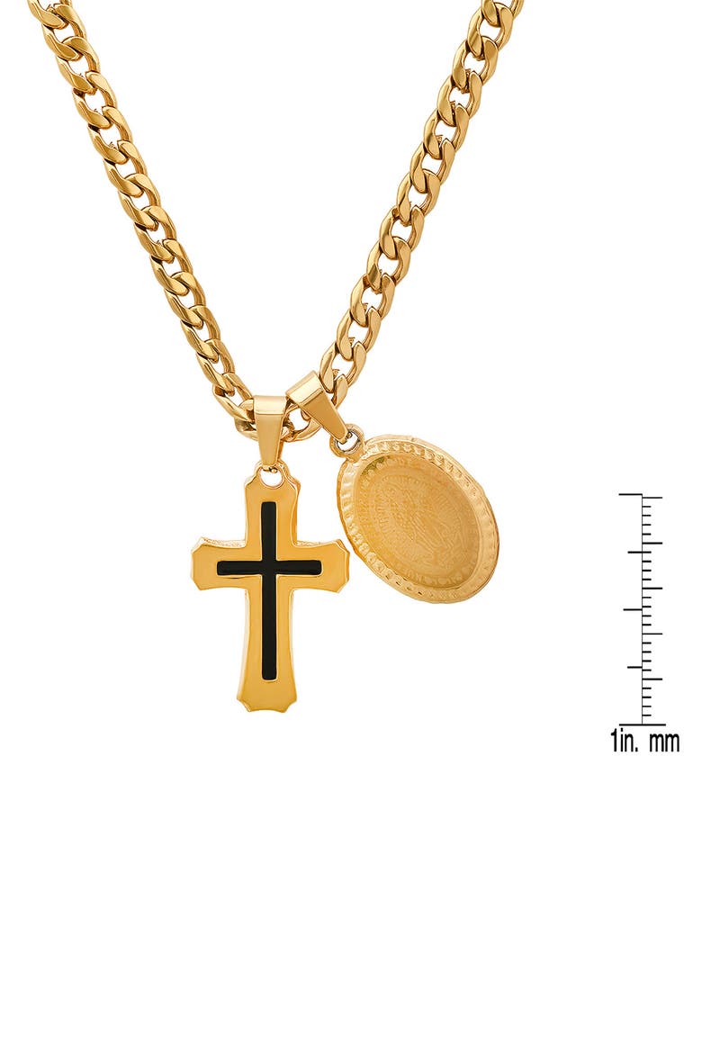 Men's Cross Pendant Necklace, Alternate, color, GOLD/ BLACK