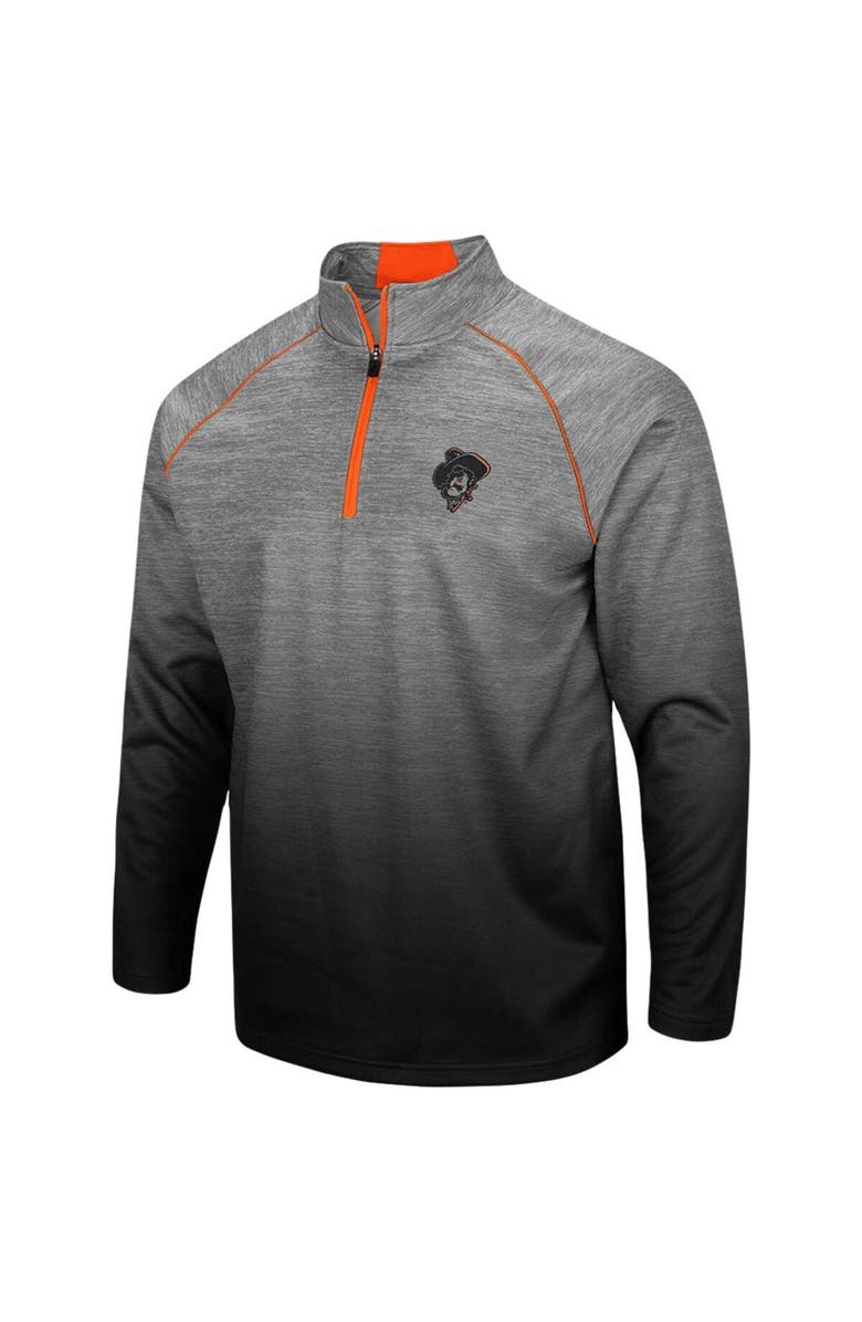 COLOSSEUM Men's Colosseum Heathered Gray Oklahoma State Cowboys Sitwell Sublimated Quarter-Zip Pullover Jacket, Alternate, color,
