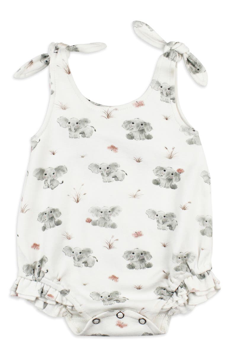 L'ovedbaby Baby Elephant Ruffle Organic Cotton Bubble Romper, Main, color,