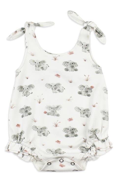 Baby Elephant Ruffle Organic Cotton Bubble Romper (Baby)