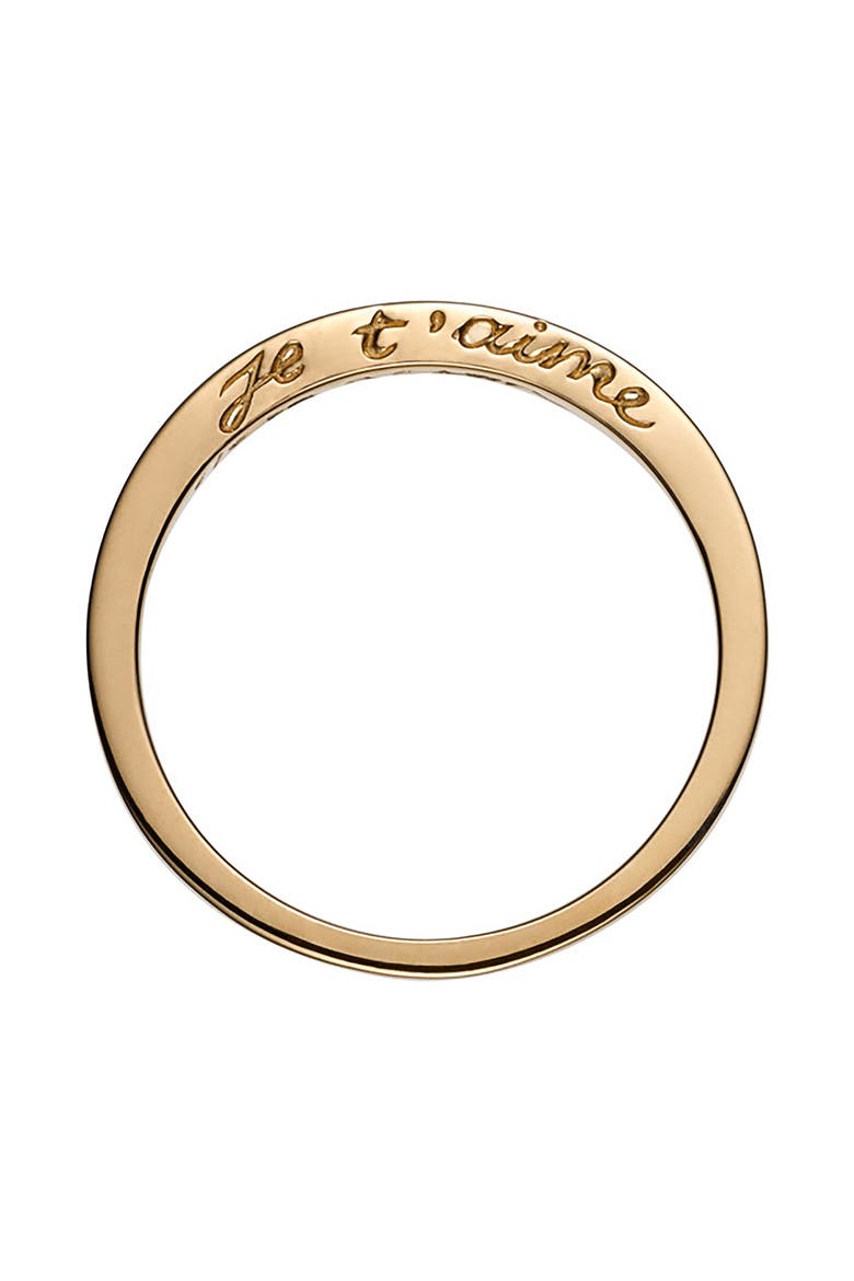 Je T'aime Side Script Stackable Ring, Main, color, YELLOW GOLD