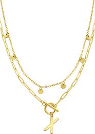 Adornia Initial Pendant Layered Chain Necklace