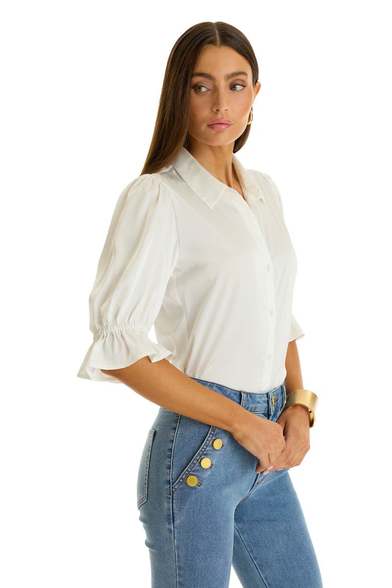 Cindy Ruffle Sleeve Shirt, Alternate, color, White