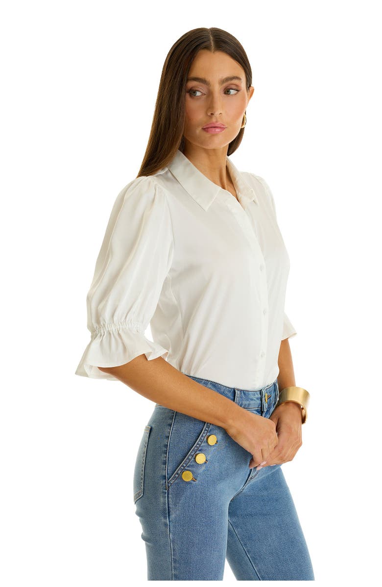 The Noli Shop Cindy Ruffle Sleeve Shirt, Alternate, color, White