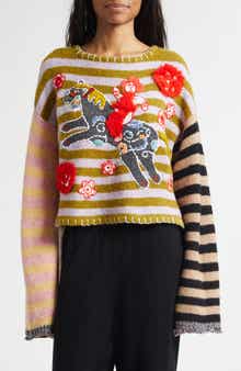Lunar New Year Horse Embroidered Wool Blend Sweater