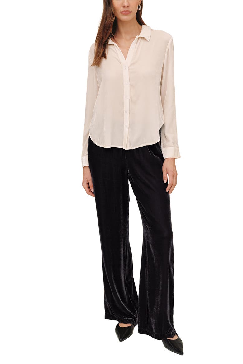 Sleek Clean Wide Leg Velvet Pants, Alternate, color, BLACK