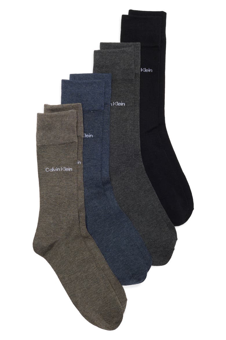 Assorted 4-Pack Crew Socks, Main, color, BROWN HEATHER ASSORTED