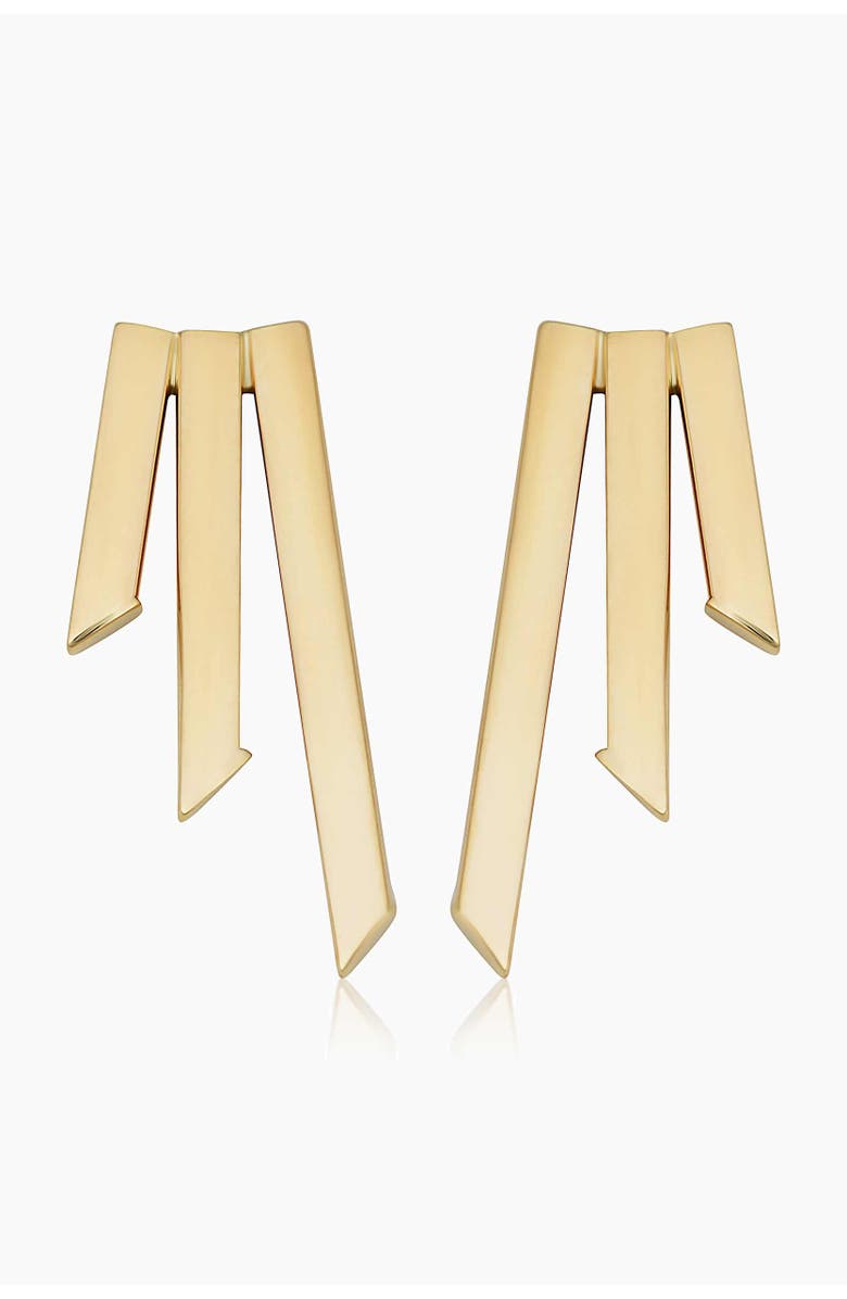 Oradina 10K Yellow Gold Triple Threat Studs, Main, color, Yellow Gold