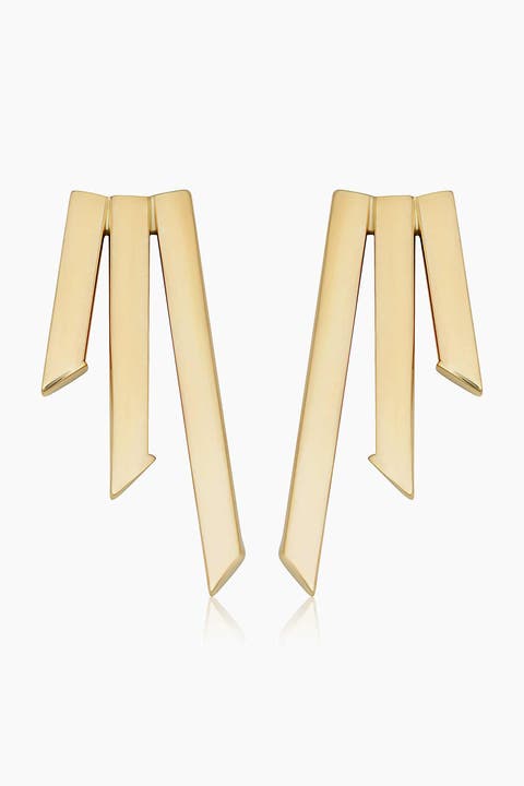 10K Yellow Gold Triple Threat Studs