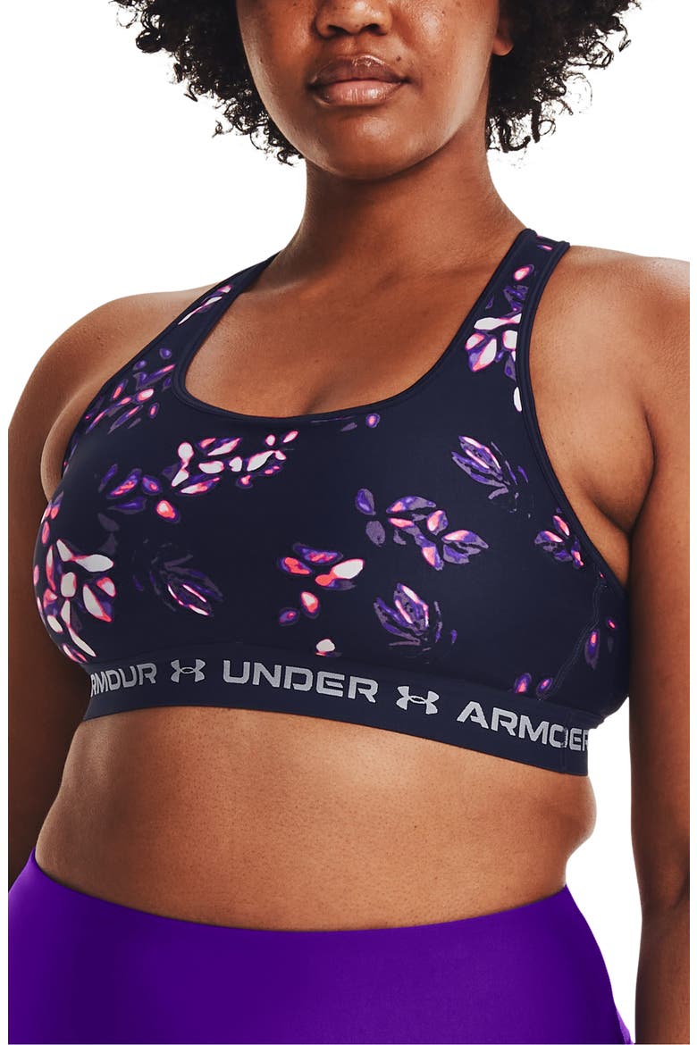 Print Cross Back Sports Bra, Alternate, color, MIDNIGHT NAVY