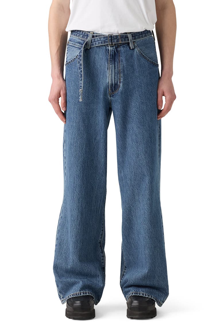 Belted Twisted Baggy Straight Leg Jeans, Main, color, TWIST AND SEW