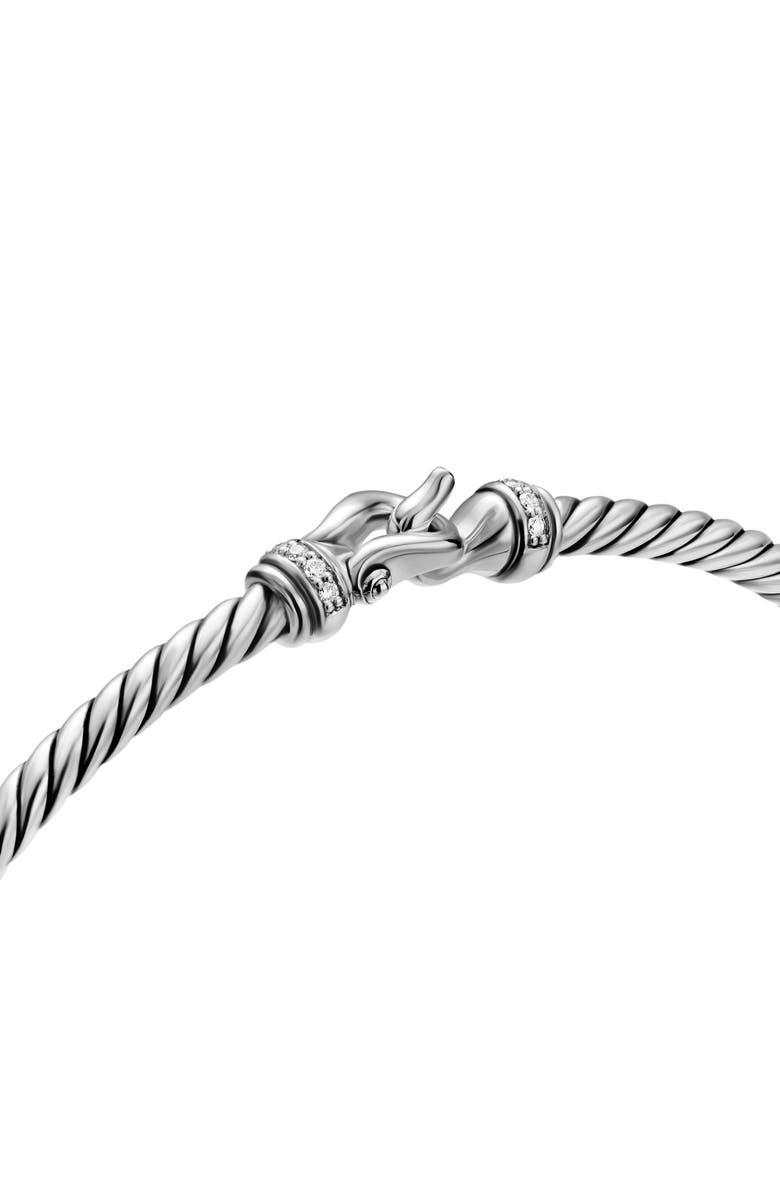 David Yurman Micro Cable Flex<sup>®</sup> Buckle Bracelet in Sterling Silver with Diamonds, 2.6mm, Alternate, color, Silver Pave