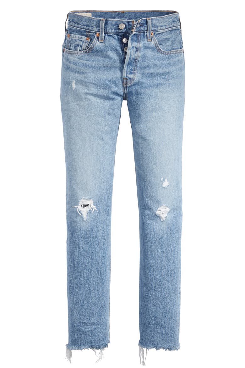 Levi's® 501® High Waist Ripped Fray Hem Skinny Jeans, Alternate, color, TRUTH UNFOLDS