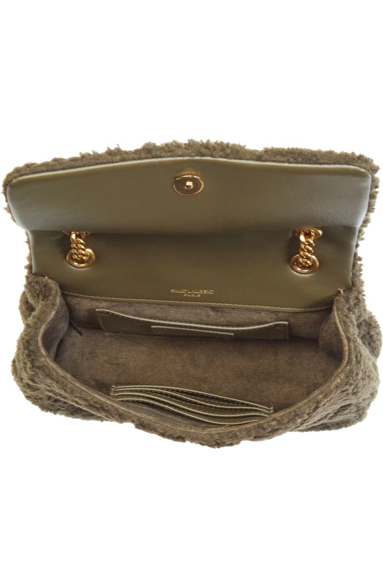 Saint Laurent Small Jamie Genuine Shearling Shoulder Bag, Alternate, color, Lichen