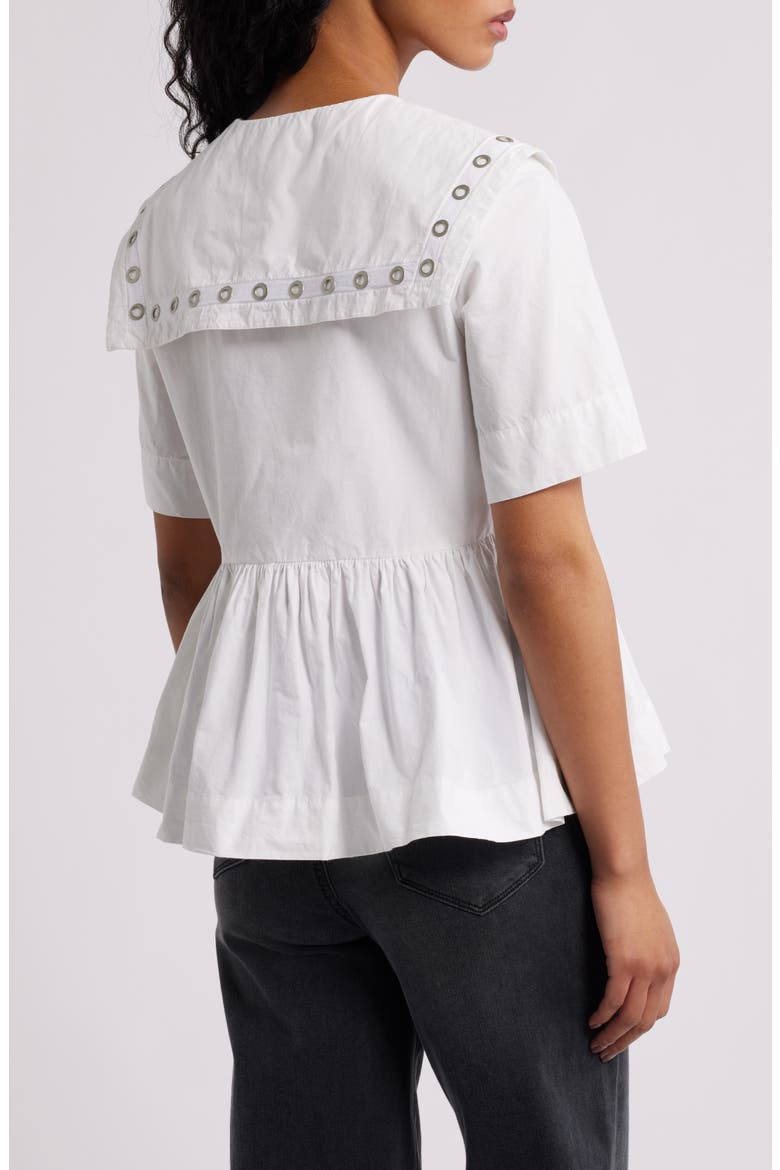 Cyrus Grommet Collar Button-Up Peplum Top, Alternate, color, WHITE