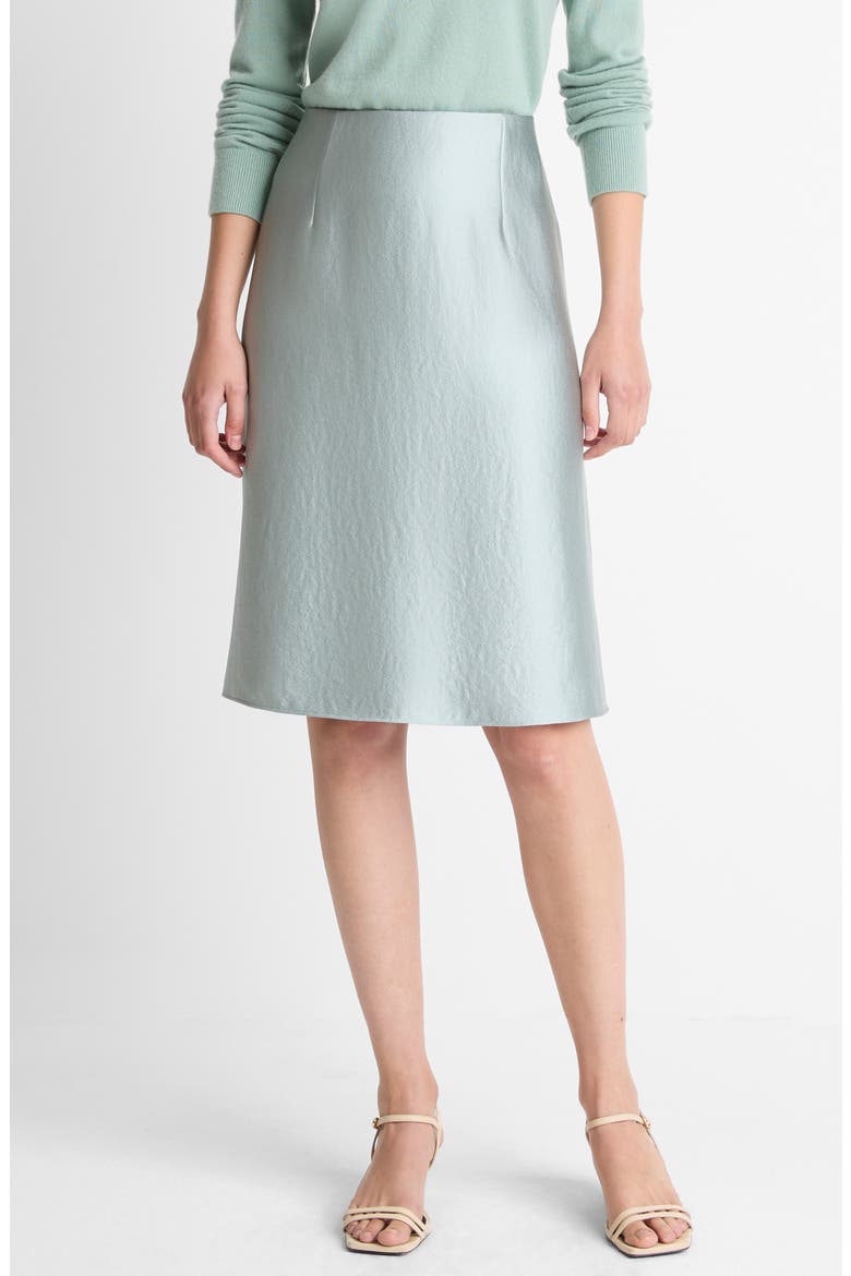 Pebbled Satin Skirt, Main, color, ALOE STONE