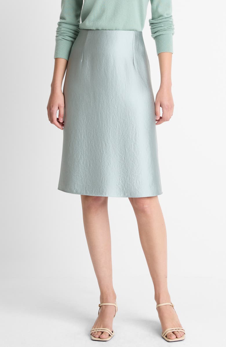 Vince Pebbled Satin Skirt, Main, color, Aloe Stone