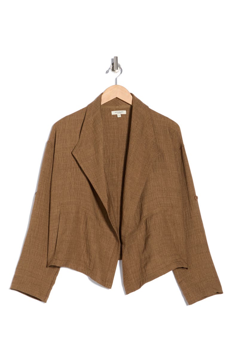 MAX STUDIO Textured Drape Jacket, Alternate, color, Heather Umber