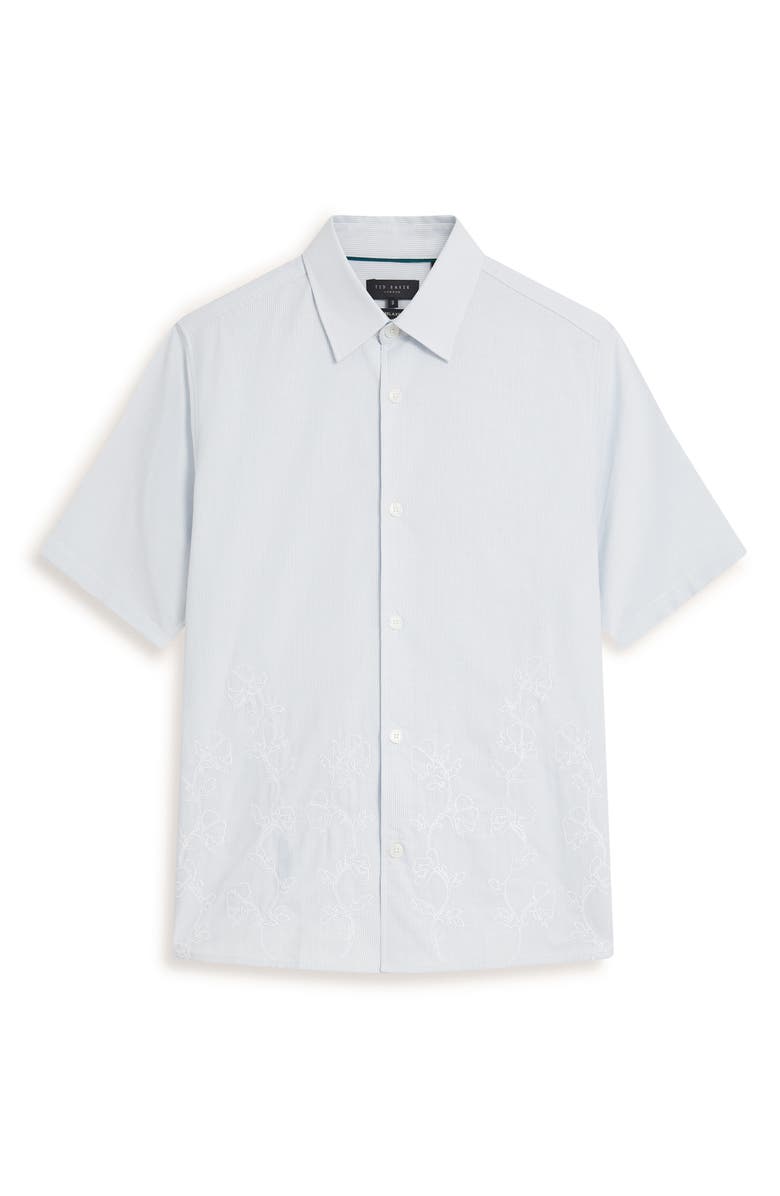 Ted Baker Josefh Print Cotton Short Sleeve Button-Up Shirt, Alternate, color, Blue