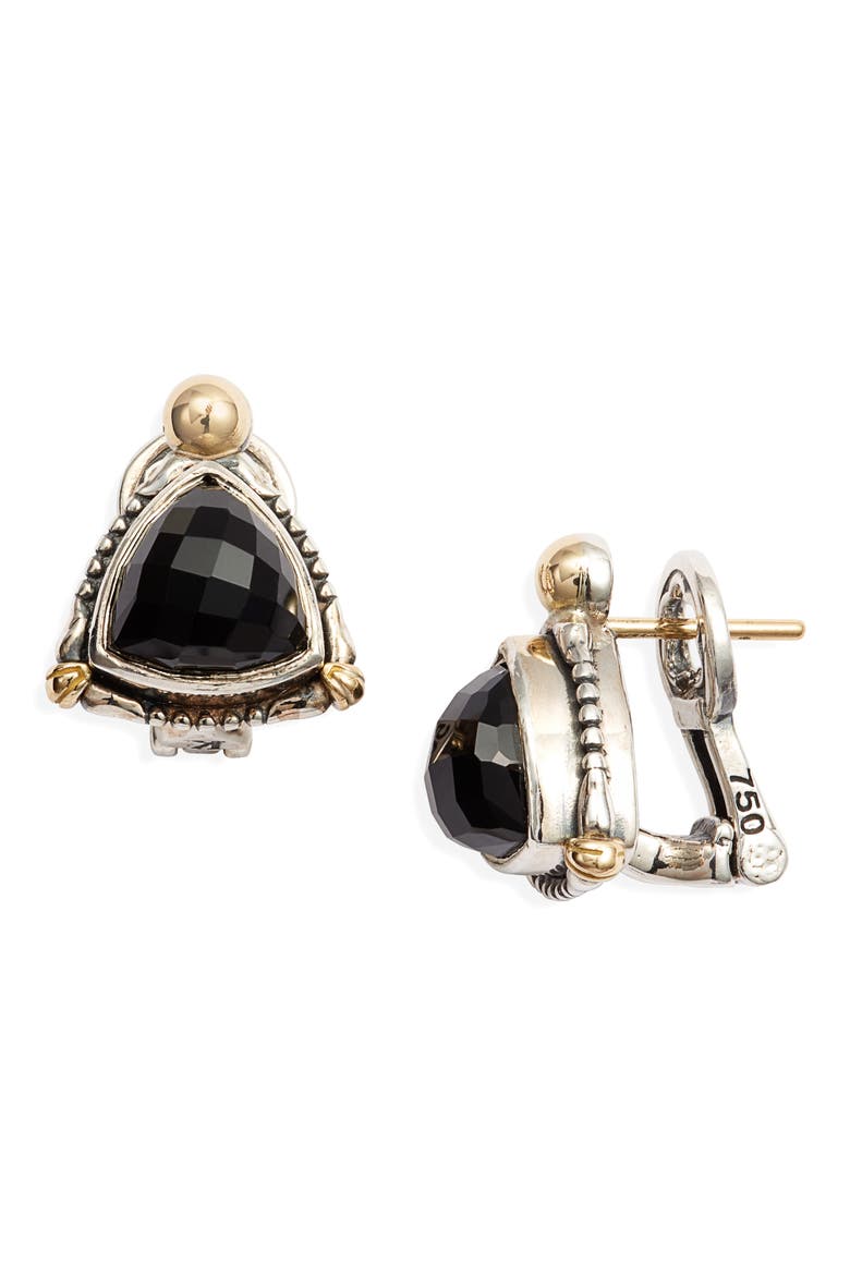 Delos Triangle Stone Stud Earrings, Main, color, ONYX