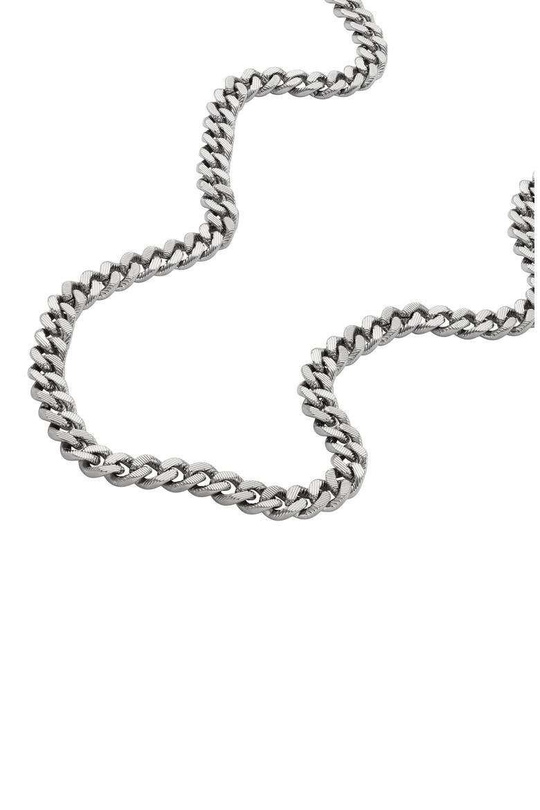 Men's Harlow Linear Texture Chain Necklace, Alternate, color, SILVER