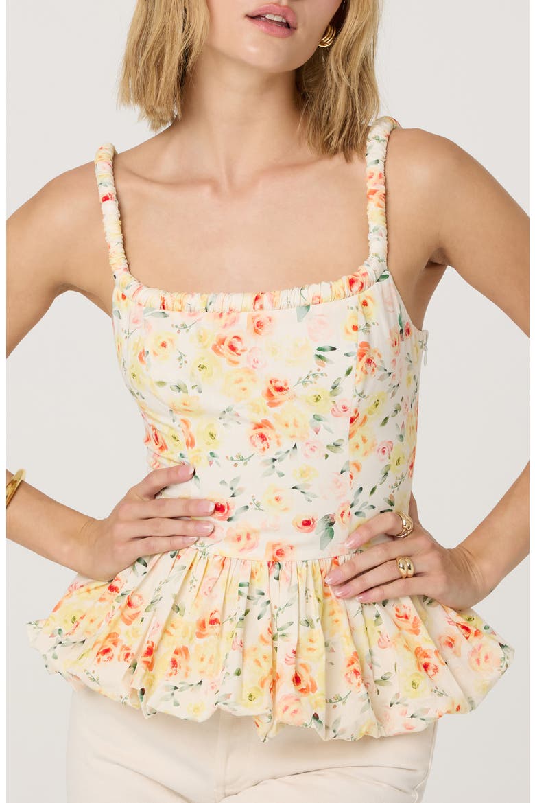 Bubble Peplum Cotton Camisole, Main, color, OFF WHITE