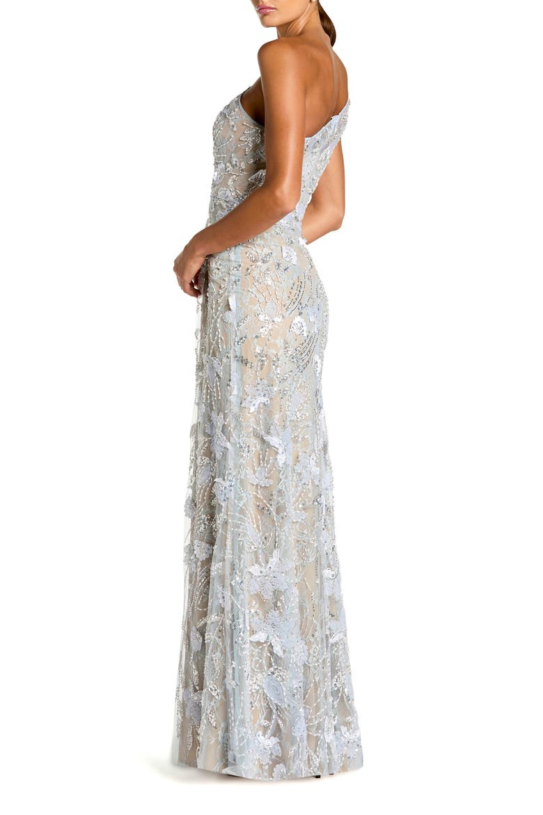 One Shoulder Embellished Lace Trumpet Gown, Alternate, color, Powder Blue