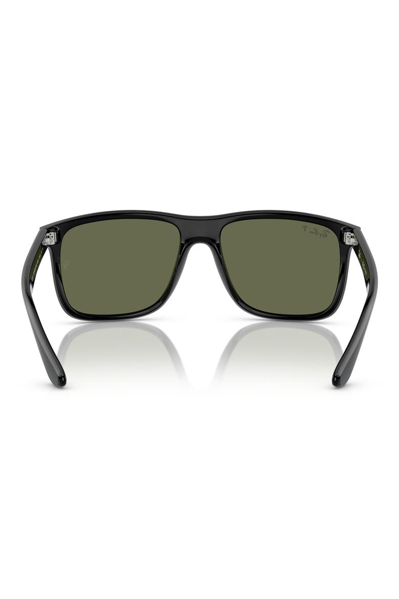 57mm Polarized Square Sunglasses, Alternate, color, BLACK