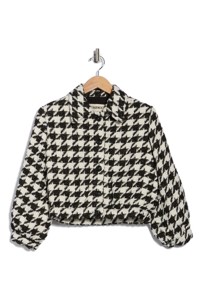 Bridges Houndstooth Crop Jacket, Alternate, color, ECRU/ BLACK/ GOLD HOUNDSTOOTH