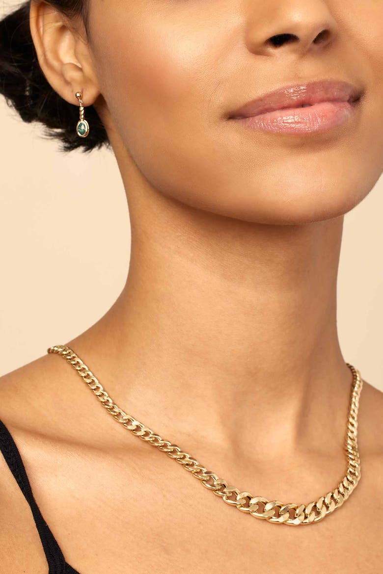 14K Yellow Gold Carmine Curb Graduated Necklace, Alternate, color, Yellow Gold