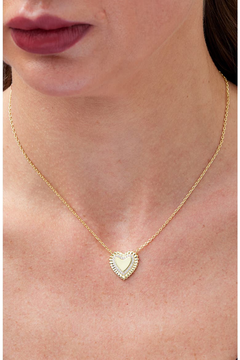 Pavé Heart Pendant Necklace, Alternate, color, YELLOW