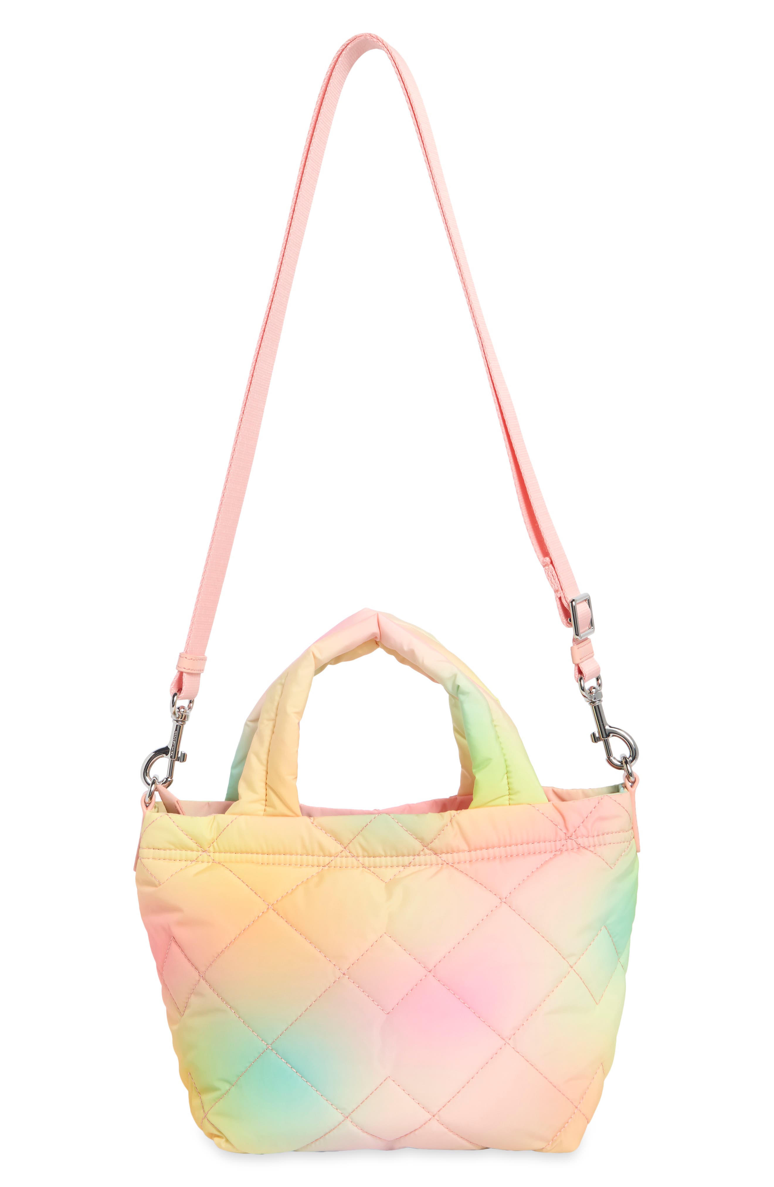 Mini Diamond Quilt Triangle Tote Bag, Alternate, color, MAGENTA MULTI