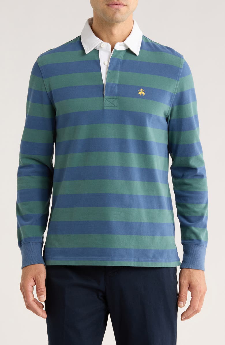 Brooks Brothers Rugby Stripe Polo, Main, color, Green/ Blue