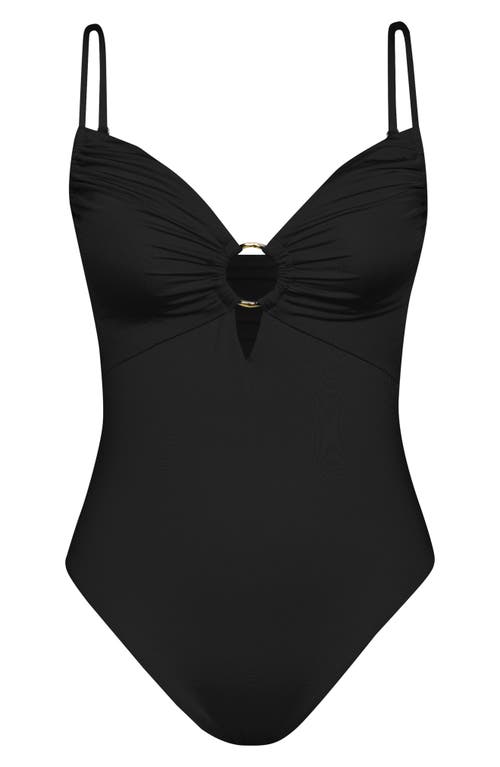 Sunshine 79 Solids Sweetheart One-piece Swimsuit In Black