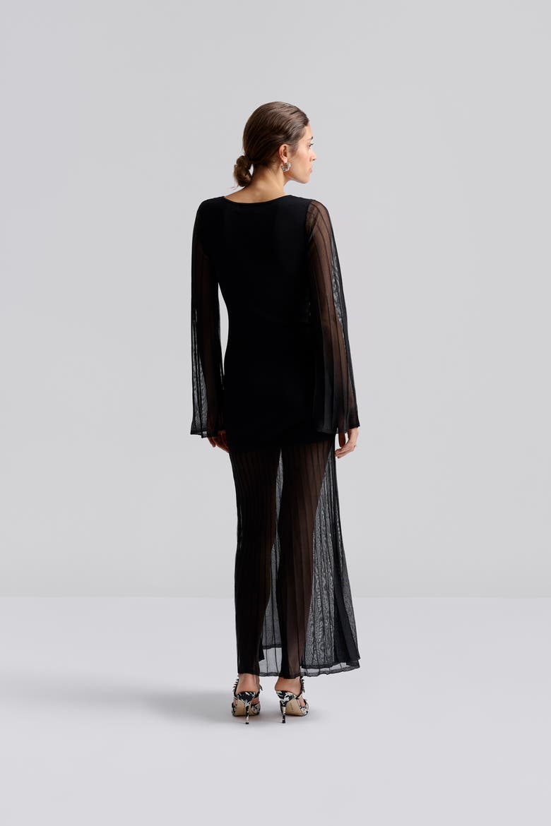 Haisley Sheer Knitted Maxi Dress, Alternate, color, Black