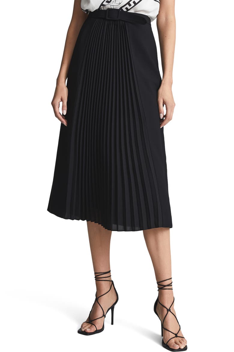 Drew Pleated Skirt, Main, color, BLACK