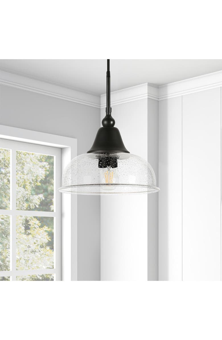 ADDISON AND LANE Magnolia Blackened Bronze Finish & Seeded Glass Pendant, Alternate, color, 