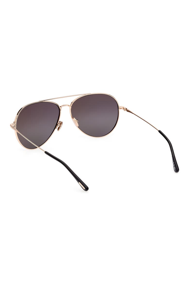 62mm Mirrored Pilot Sunglasses, Alternate, color, SHINY ROSE GOLD / SMOKE