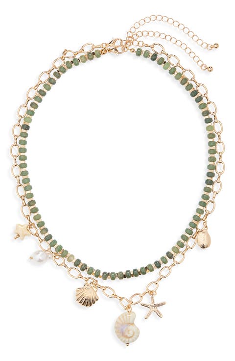 Set of 2 Bead & Charm Necklaces