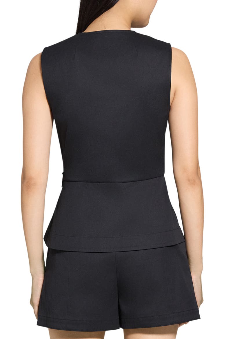 Sleeveless Stretch Cotton Wrap Top, Alternate, color, BLACK