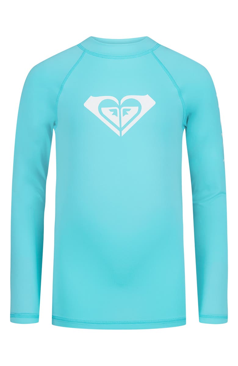 Roxy Kids' Whole Hearted UPF 50+ Rashguard Top, Main, color, Blue Radiance