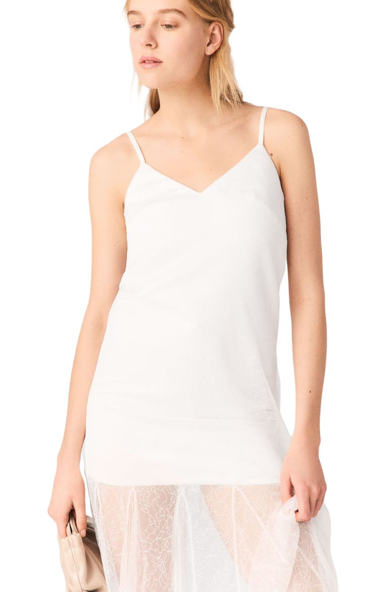 maje Taffeta and lace dress, Alternate, color, White